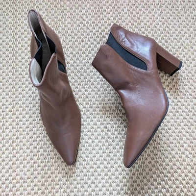 Botines AMALFI By Rangoni Isole Cuero Marrón Chelsea Tacón Bloque Talla 12.5 M Foto 1 de 4