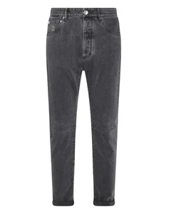 Pantalones de mezclilla de algodón Brunello Cucinelli gris medio calce ocio para hombre - Imagen 1 de 9