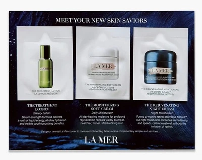 Nuevo paquete de loción para el cuidado de la piel La Mer de 3 piezas, crema suave, crema de noche, 1,5 ml/0,05 oz CADA UNO Foto 1 de 3