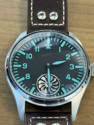 RELOJ PILOTO TURBINA HUODLAND F016 GAVIOTA ST3620 CUERDA MANUAL MECH ZAFIRO BGW9! Foto 1 de 4
