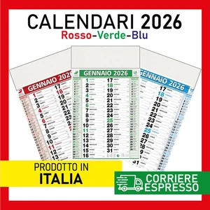 1 Calendario Olandese 2026 Rosso Blu Verde Numeri Grandi Cucina Regalo Note - Imagen 1 de 4