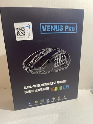 Venus Pro RGB Wireless MMO Gaming Mouse, 16,000 DPI Optical Sensor New Open box - Image 1 of 4