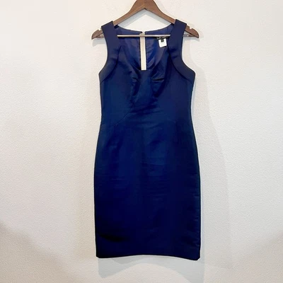 Lida Baday Navy Blue Linen Blend Sheath Dress Size 8 Made in Canada Quiet Luxury - Image 1 of 4