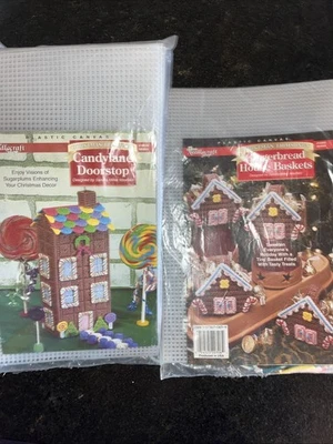 2 Gingerbread House Baskets Plastic Canvas kit The Needlecraft Shop & Candy Lane - Image 1 of 4