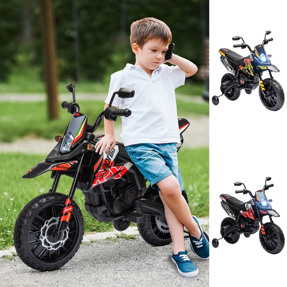 12V Aprilia Licenced Kids Electric Motorbike with Training Wheels - Image 1 of 1