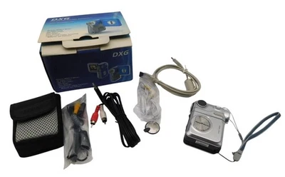 Vintage DXG 3.0 Megapixel Mini Video Camera Camcorder Set w/ Box Silver WORKS - Image 1 of 4