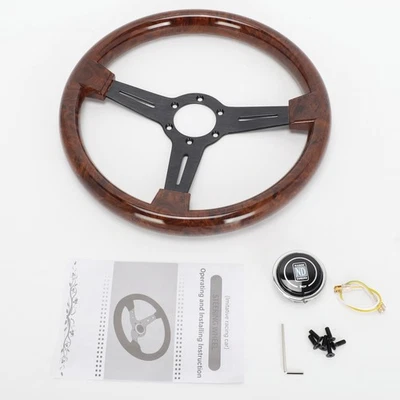 Mahagoni Holz Lenkrad 14-Zoll-350-Mm-Lenkrad 350 mm passend Neu für Oldtimer DHL - Bild 1 von 4