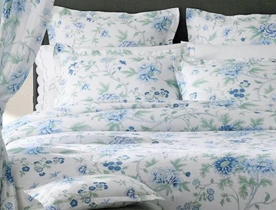 NEW $824 Matouk Schumacher Simone Flange Sea Linen Duvet Cover Full/Queen - Image 1 of 4