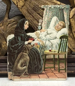 Die Cut vittoriano - Regina Vittoria in visita agli ammalati di Raffaello Tuck L11 - Foto 1 di 7