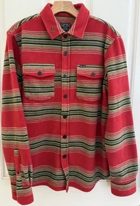 Dark Seas Polar Fleece Button Down Red Zulu Stripe Shirt Men's Size M - Picture 1 of 5