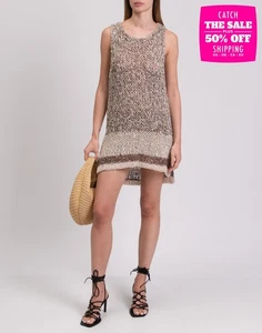 RRP€410 DONDUP Mini Dress Size L Linen Blend Knitted Lined Made in Italy - Picture 1 of 8