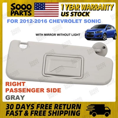 Gray Right Passenger Side Sun Visor For 2012-2016 Chevrolet Sonic 1.4L 1.6L 1.8L - Imagem 1 de 4