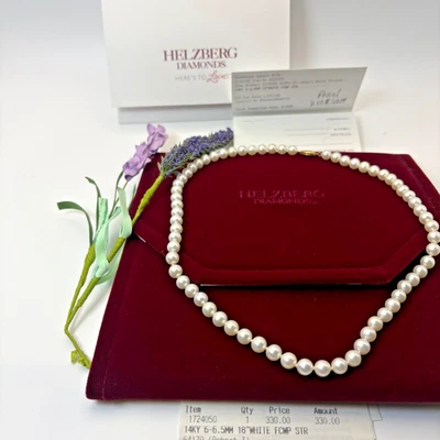 Helzberg 14k Gold Fresh 6-6.5mm Water Pearls Necklace 18in Gift of Love Classy - Image 1 of 4