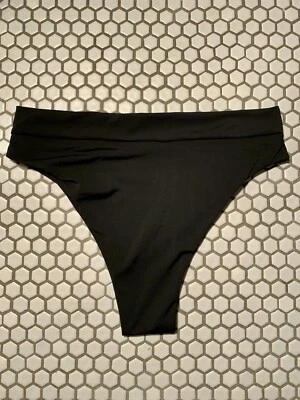 Black High Waisted Bikini Bottom Size: Medium New Never Worn Coverage: Thong - Image 1 of 2