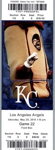 Los Angeles Angels vs Kansas City Royals 5/25/2013 Full Ticket - Hot Dog Mascot - Picture 1 of 2