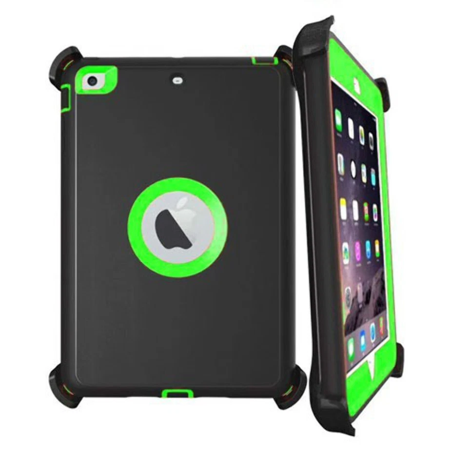 Heavy Duty Shockproof Case Cover w/ Stand for iPad Mini 1 2 3 BLACK/LIGHT GREEN - Image 1 of 1
