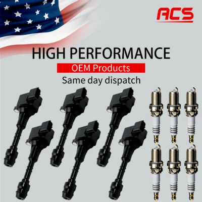 6X Bobina de encendido OEM y 6X Bujía de iridio para Nissan Frontier Xterra V6 UF349 Foto 1 de 4