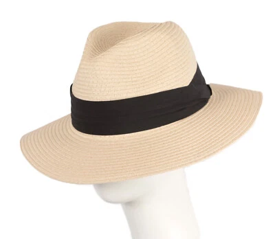 Sombrero Fedora Trilby de ala ancha trenzada natural -- Sombreros de OZ es 100 % vendedor australiano Foto 1 de 4