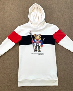 Ralph Lauren Polo Ski Bear Fleece Hoodie Dress Girls 7 S/P - Picture 1 of 8