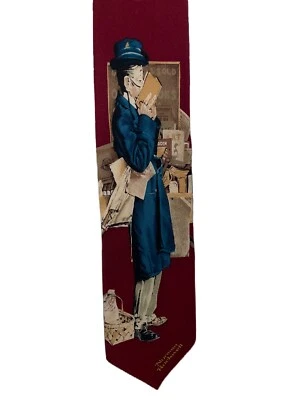 Norman Rockwell Mens Silk Tie The Saturday Evening Post Vintage - Image 1 of 4
