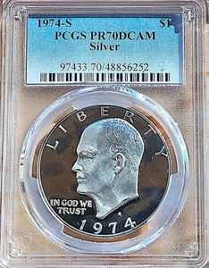 1974-S Silver Eisenhower Dollar PCGS PR-70 DCAM ITEM # 3 - Picture 1 of 2