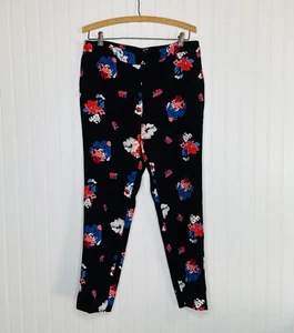 Vince Camuto Black Floral Traveling Blooms Pants 8 - Picture 1 of 5