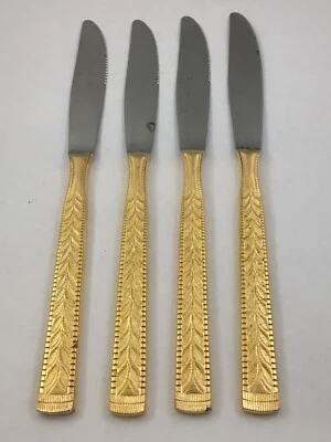 Supreme/Towle TWS116g Electroplato Dorado 4 Cuchillos de Cena Hojas Japón Cubiertos Foto 1 de 4