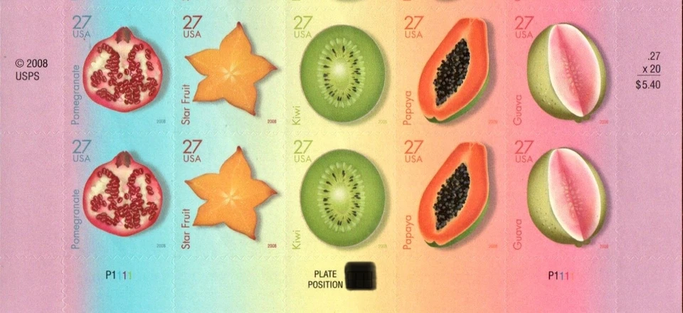 US #4253-4257 MNH Plate Block 2008 Tropical Fruits [Bot P1111][4257a] - Image 1 of 1