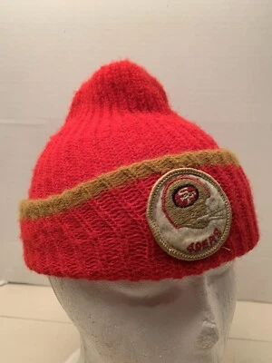 Boné meia remendo chapéu inverno esqui vermelho gorro malha juvenil San Francisco 49ers vintage - Imagem 1 de 4