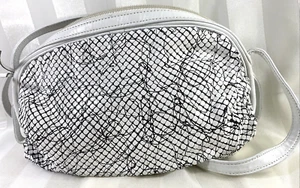 Vintage 90's Whiting and Davis White W/Black Accents Mesh Mini Shoulder Bag  - Picture 1 of 10