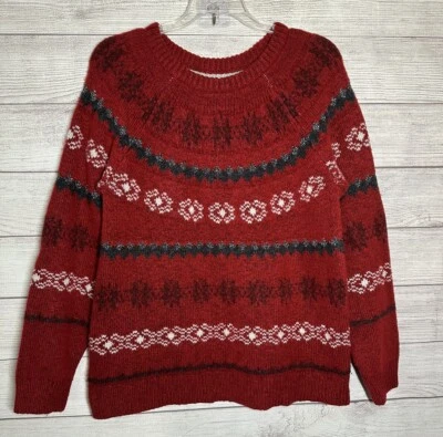 Suéter Sonoma Rojo Mujer Grande Manga Larga Cuello Redondo Navidad Pullover Foto 1 de 4