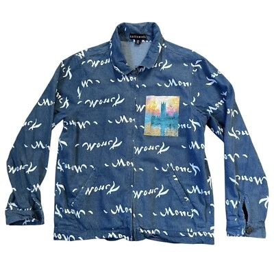 Urban Outfitters Knitswell Monet 牛仔 M 码男式 Harrington AOP 牛仔夹克 — 第 1/4 张图片