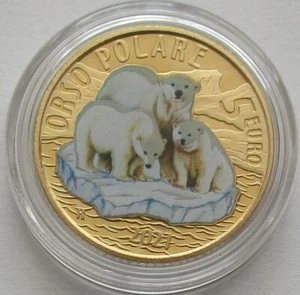 Italien 5 Euro 2021 Tiere Eisbär - Picture 1 of 2