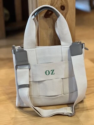Bolso Bandolera Zara Tejido Tela Cartera Marfil Monograma OZ Foto 1 de 4