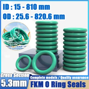 Metrische Vitons Gummi FKM O-Ring Dichtungen 5,3 mm Querschnitt 15 mm - 810 mm Innendurchmesser - Bild 1 von 266