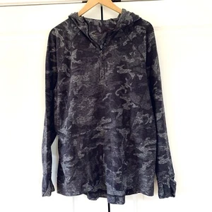 Lululemon Hoodie Warm Stabilizer Half Zip Jacket Long Sleeve Camo Print Size 10 - Picture 1 of 7