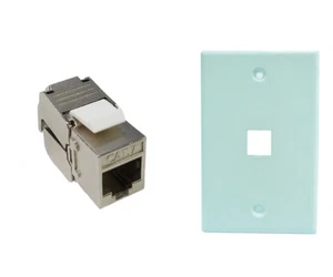 Sunnytech CAT7 Shielded Keystone Jack w/UL 94V-0 Plate, 8 Pack - Picture 1 of 7