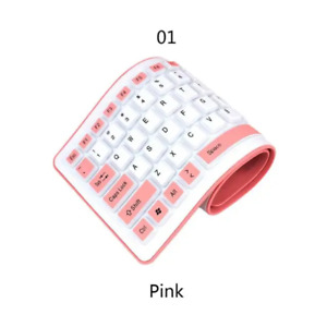 Portable Silent Foldable Silicone Keyboard Usb Flexible Soft Waterproof Roll up 
