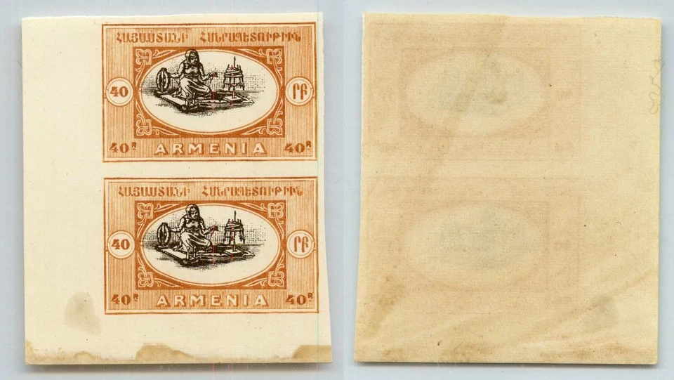 Armenia 🇦🇲 1920 40r mint imperf pair. rtc8966 - Image 1 of 1