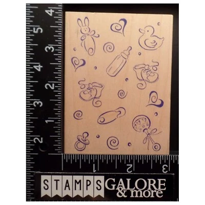 Estampillas de goma para toda la noche 364J BABY THINGS COLLAGE FONDO #BIN6 Foto 1 de 2