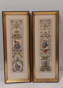 2 Vtg Framed Hand Colored Prints of Les Douze Mois Grotesques 12 Months - Bild 1 von 13