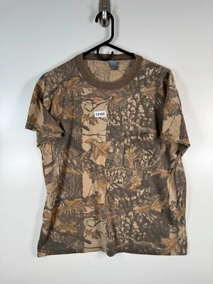 Vtg Mens Crewneck Realtree Camo Hunting Outdoors T Shirt Brown Sz L 21x25 USA - Image 1 of 4