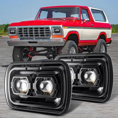 Nuevos faros LED 5X7 7X6"" haz alto/bajo para Ford Bronco 1978-1987 Thunderbird Foto 1 de 4