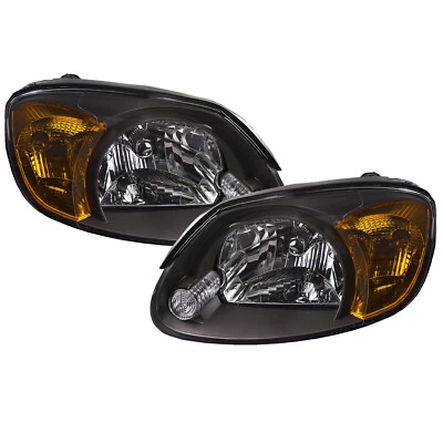 Headlights Set Black Housing Left Right Pair For 2003-2006 Hyundai Accent Foto 1 de 4