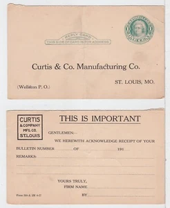 TurtlesTradingPost-  St Louis, MO 1900s Curtis Manufacturing Co- Important Card! - Picture 1 of 3