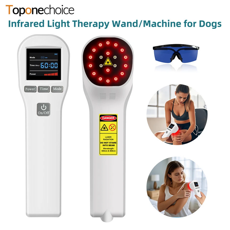 TOPONECHOICE 650+808nm Kalt Laser Therapiegerät Weiß Cold Laser Therapy For Pain Relief LLLT