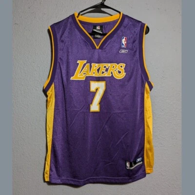 Camiseta deportiva vintage Reebok Los Angeles Lakers Lamar Odom #7 juvenil talla grande púrpura L Foto 1 de 4