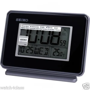 Seiko LCD Thermometer Daul Alarm QHL068K Snooze Daylight saving time Calendar - Picture 1 of 3