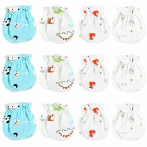 12 Pairs Newborn Baby Boys Mittens 100% Cotton No-Scratch Gloves Infant Unisex - Picture 1 of 14