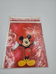 Walt Disney Mickey Mouse Gibson Greeting Card Puzzle Happy Valentines Day Sealed